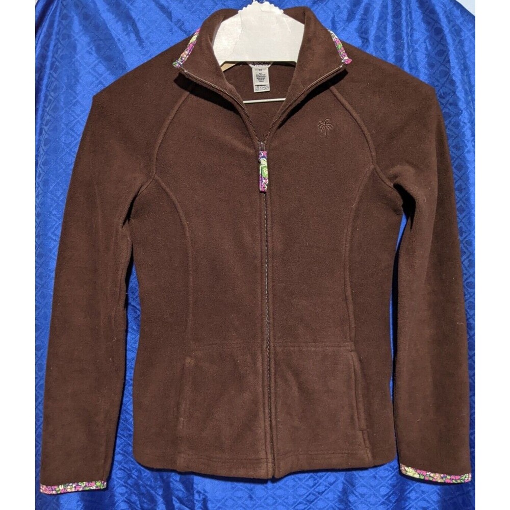 Lilly Pullitzer Fleece Jacket XS ~ Chocolate Brown ~ Pockets ~ Full Zip